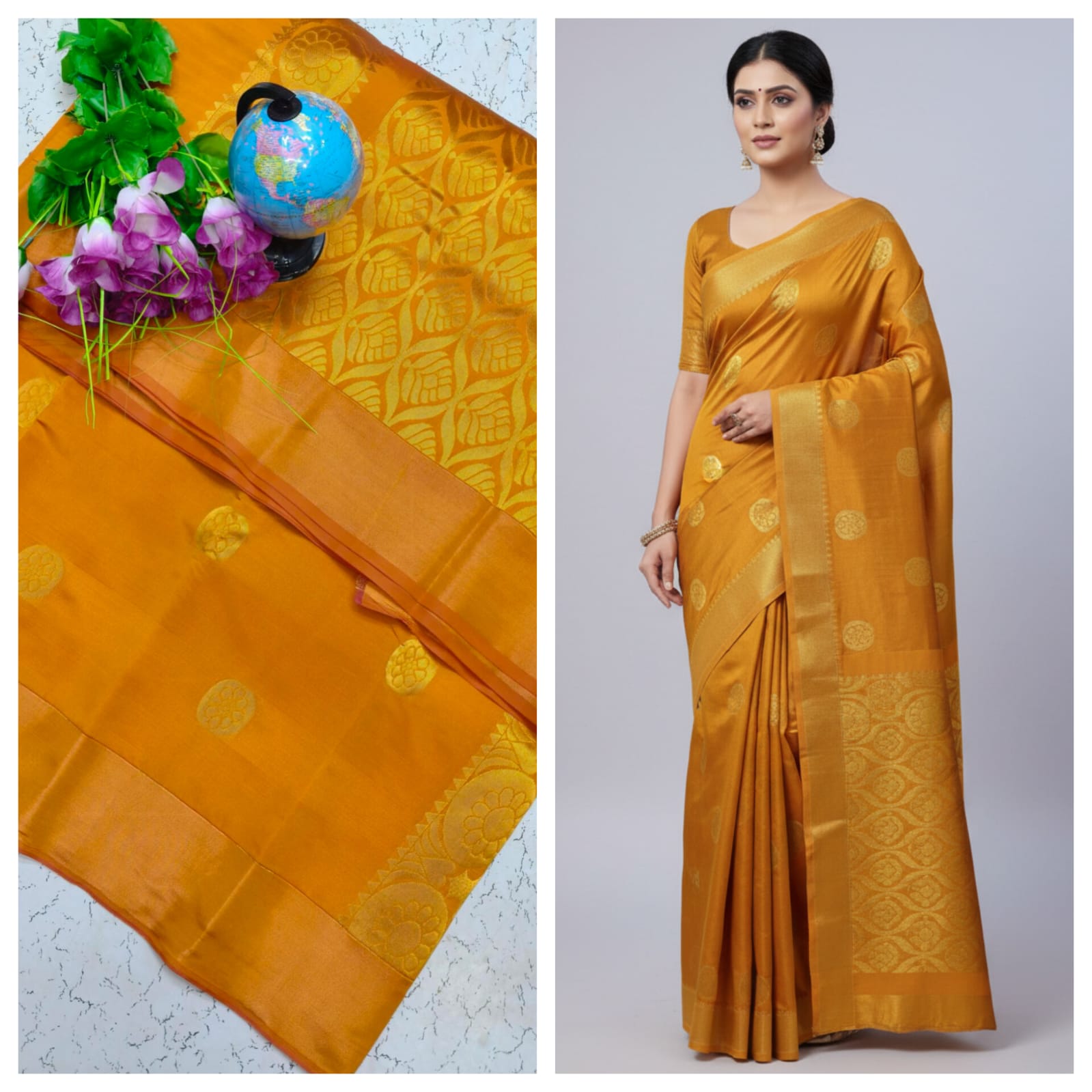 Kotta Cotton Silk Saree Golden Yellow